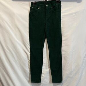 J. Crew Dark Green Skinny Corduroy Jeans